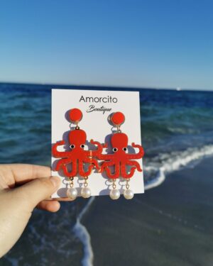 Red Octopus Earrings