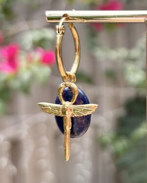 Boho Style Ancient Egypt Inspired Jewelry - Ankh Lapis Lazuli Earrings
