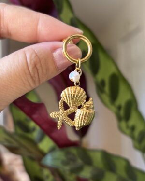Boho Pearl Earrings - Ocean Collection/Stainless Steel/Starfish Seashell Conch
