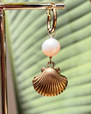 Boho Pearl Earrings - Ocean Collection/Stainless Steel/Big Seashell