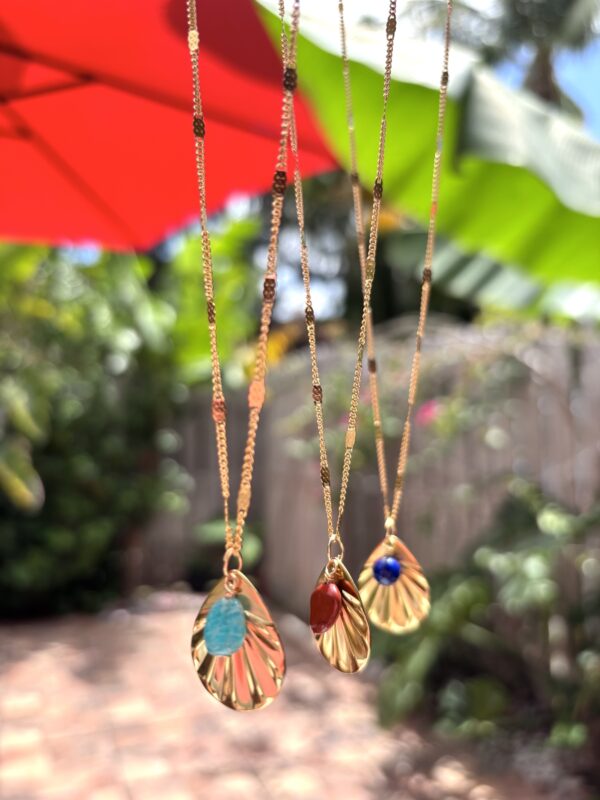 Boho Style Geometric Necklace/Ancient Egyptian Aztec Inspired Jewelry - Stainless Steel Necklace/Amazonite/Red Jasper/Lapis Lazuli - Image 12