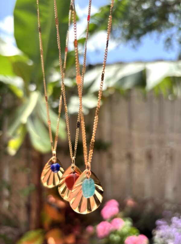 Boho Style Geometric Necklace/Ancient Egyptian Aztec Inspired Jewelry - Stainless Steel Necklace/Amazonite/Red Jasper/Lapis Lazuli - Image 8