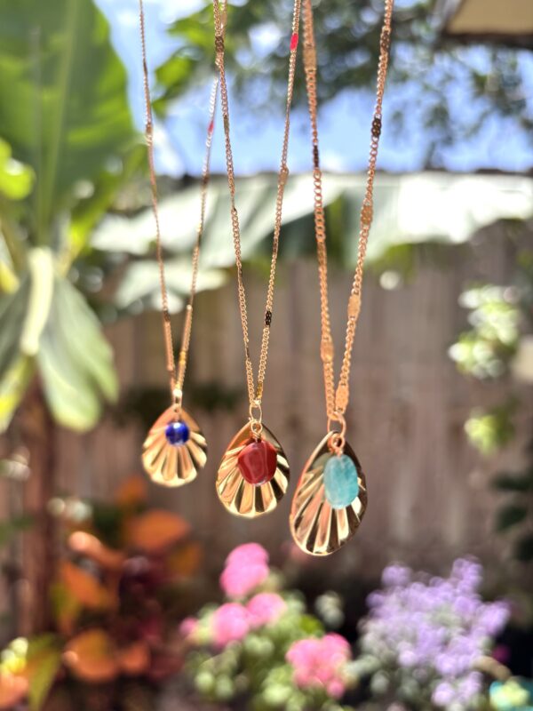 Boho Style Geometric Necklace/Ancient Egyptian Aztec Inspired Jewelry - Stainless Steel Necklace/Amazonite/Red Jasper/Lapis Lazuli