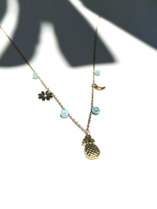 Boho Style Beach Collection - Pineapple Moon Daisy Necklace/Amazonite - Image 4