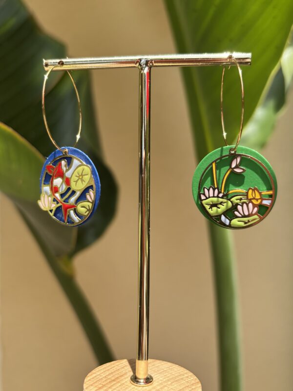 Oriental Jewelry Collection - Asymmetric Lotus and Koi Fish/Stainless Steel - Image 4
