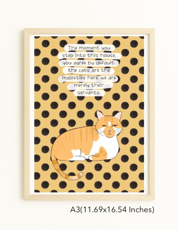 Original Art Print - Cats Rule the House/Orange Cat/Polka Dots - Image 4