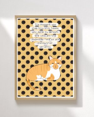 Original Art Print - Cats Rule the House/Orange Cat/Polka Dots