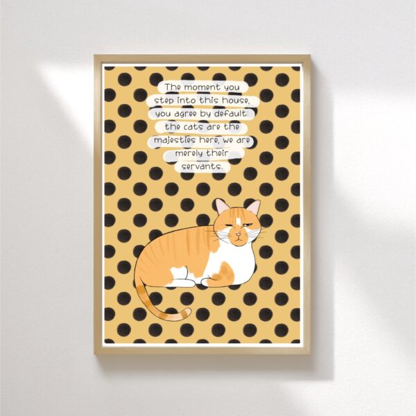 Original Art Print - Cats Rule the House/Orange Cat/Polka Dots