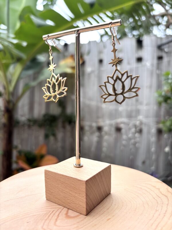 Lotus Stainless Steel Earrings - Buddah/Zen/Stars/Meditation/Inspiration/Intuition - Image 2