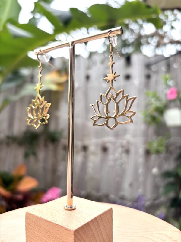 Lotus Stainless Steel Earrings - Buddah/Zen/Stars/Meditation/Inspiration/Intuition - Image 4
