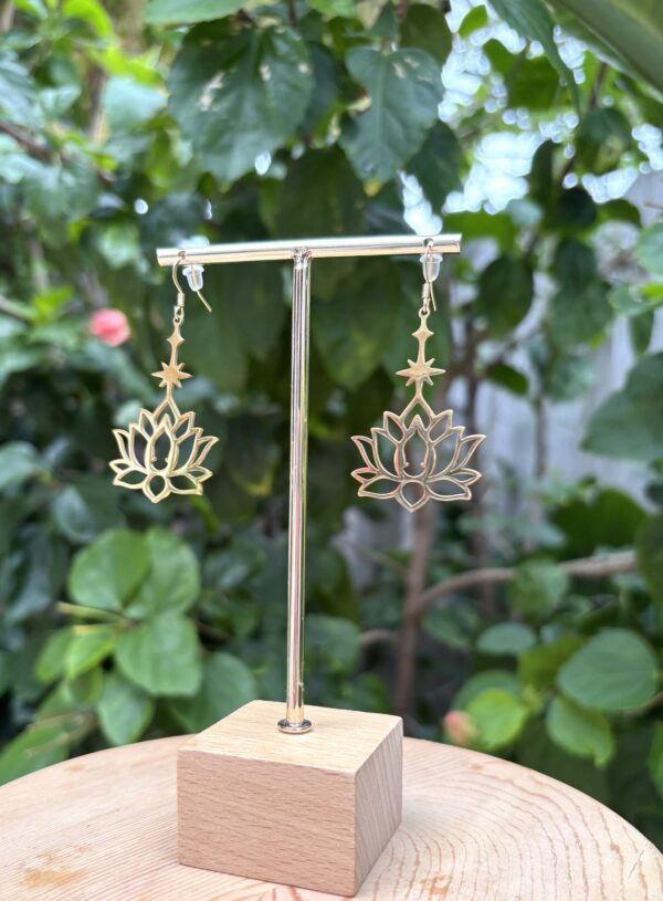 Lotus Stainless Steel Earrings - Buddah/Zen/Stars/Meditation/Inspiration/Intuition - Image 3