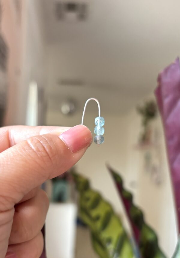 Handmade Sterling Silver + Gemstone Earrings/Modern Simple Design - Image 3