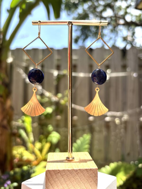 Boho Style Ancient Egypt Inspired Earrings - Papyrus/Lapis Lazuli - Image 4
