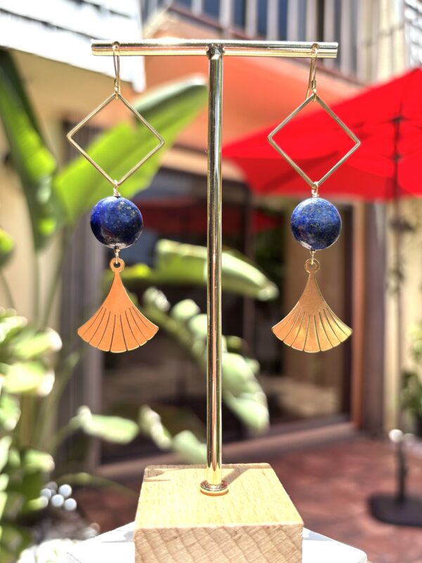 Boho Style Ancient Egypt Inspired Earrings - Papyrus/Lapis Lazuli - Image 2