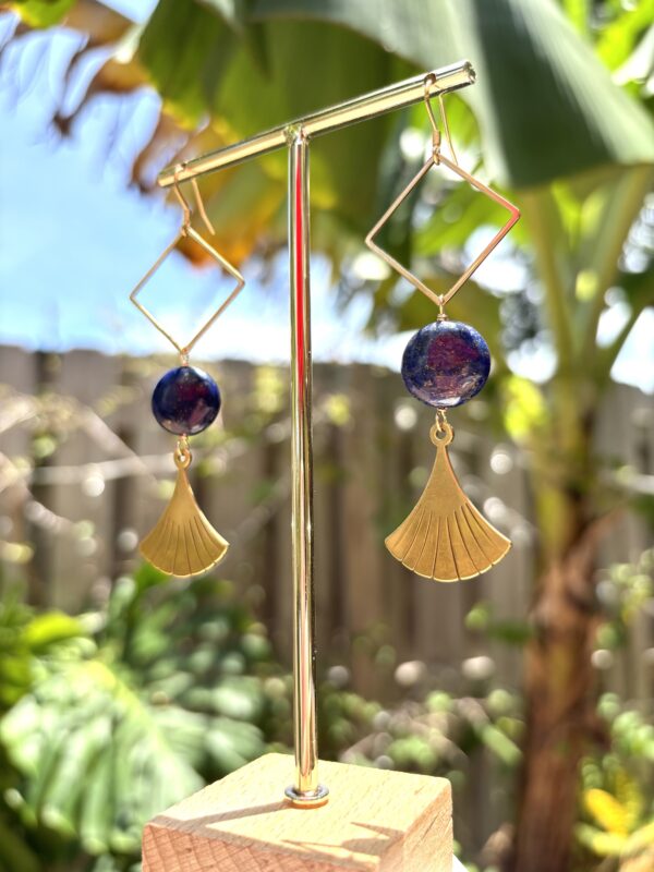 Boho Style Ancient Egypt Inspired Earrings - Papyrus/Lapis Lazuli - Image 7