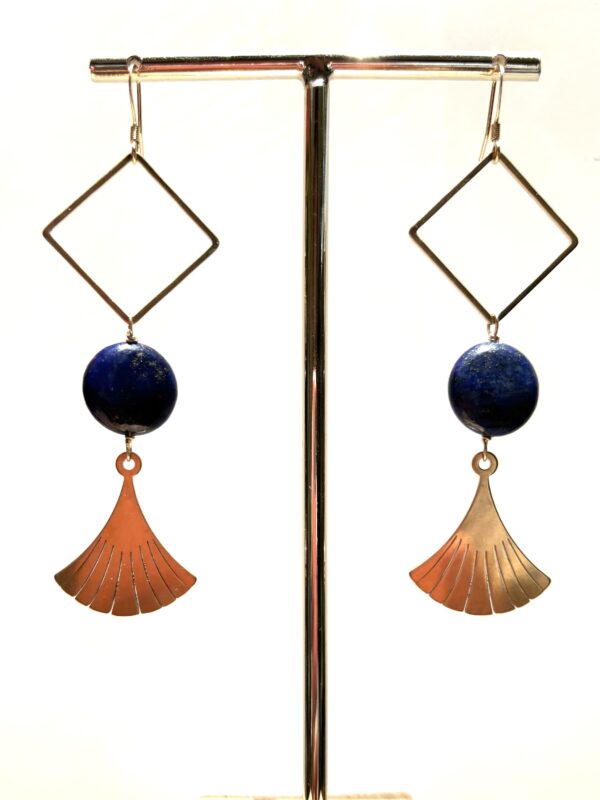 Boho Style Ancient Egypt Inspired Earrings - Papyrus/Lapis Lazuli - Image 6