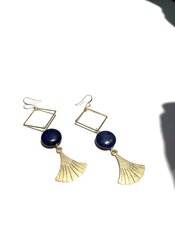 Boho Style Ancient Egypt Inspired Earrings - Papyrus/Lapis Lazuli - Image 3