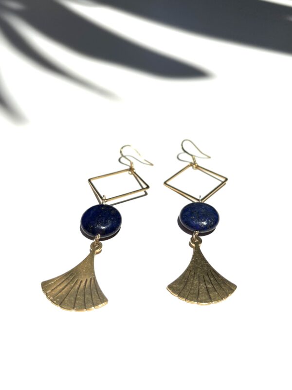 Boho Style Ancient Egypt Inspired Earrings - Papyrus/Lapis Lazuli - Image 5