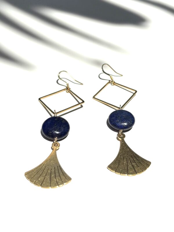Boho Style Ancient Egypt Inspired Earrings - Papyrus/Lapis Lazuli