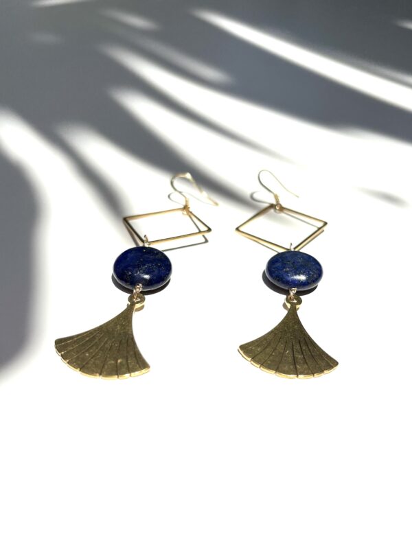 Boho Style Ancient Egypt Inspired Earrings - Papyrus/Lapis Lazuli - Image 8