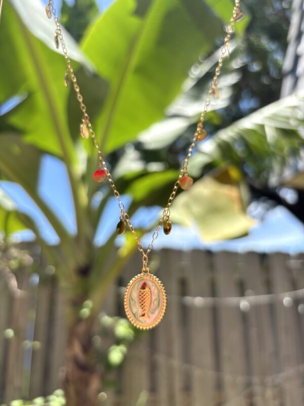 Boho Style Beach Collection - Oval Pendant/Fish/Green - Image 4