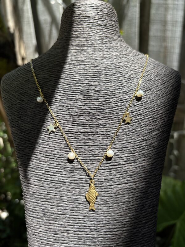 Boho Style Beach Collection - Fish Star Necklace/Pearl - Image 5
