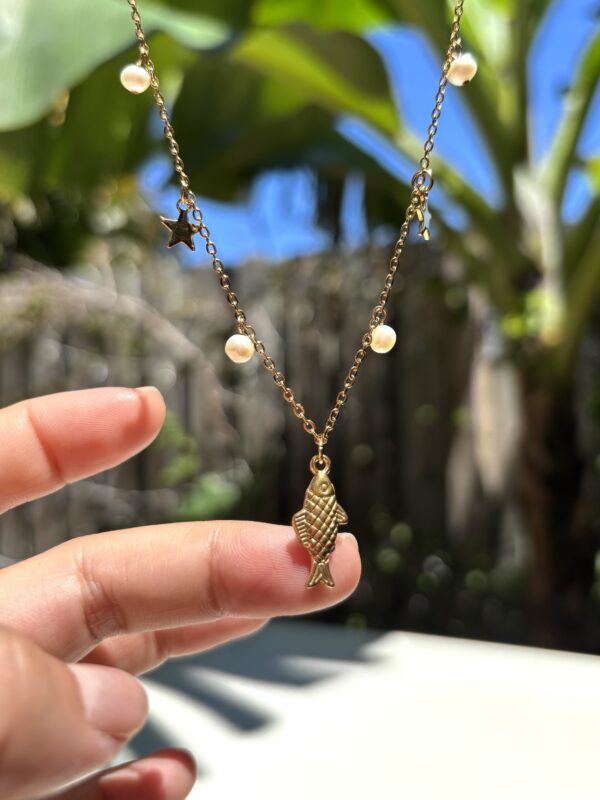 Boho Style Beach Collection - Fish Star Necklace/Pearl - Image 2