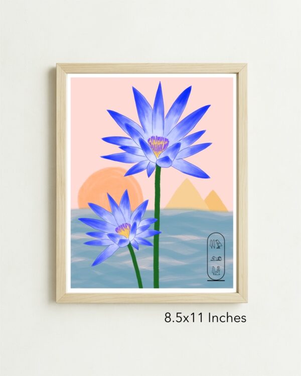 Original Art Print - Sacred Blue Water Lily/ Pyramid/The Nile/Egypt - Image 3