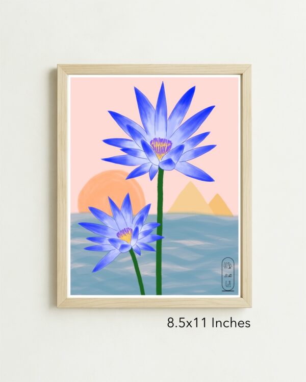 Original Art Print - Sacred Blue Water Lily/ Pyramid/The Nile/Egypt - Image 3