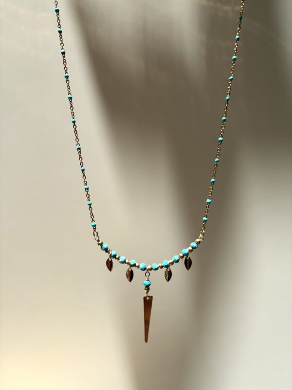 Boho/Egyptian Style Necklace - Turquoise/Triangle/Leaves - Image 6