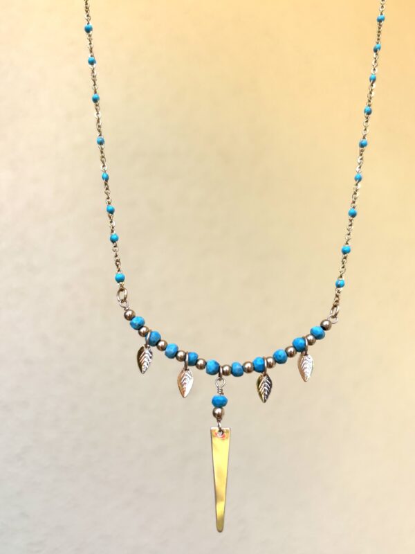 Boho/Egyptian Style Necklace - Turquoise/Triangle/Leaves
