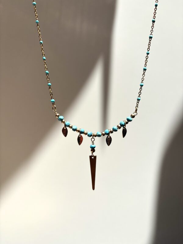 Boho/Egyptian Style Necklace - Turquoise/Triangle/Leaves - Image 8