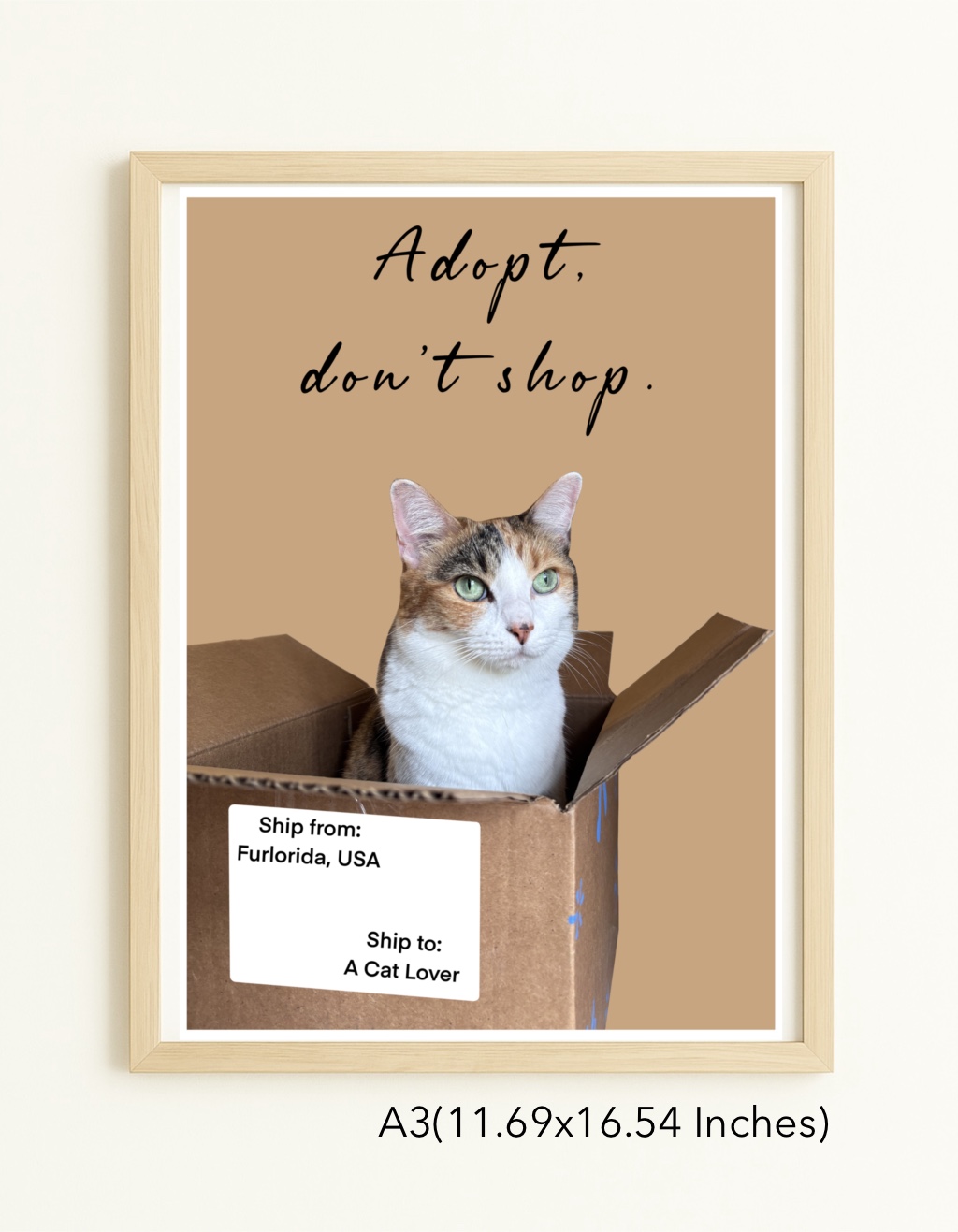 Original Art Print - Statement Cat Art/Adopt Don't Shop - Image 2