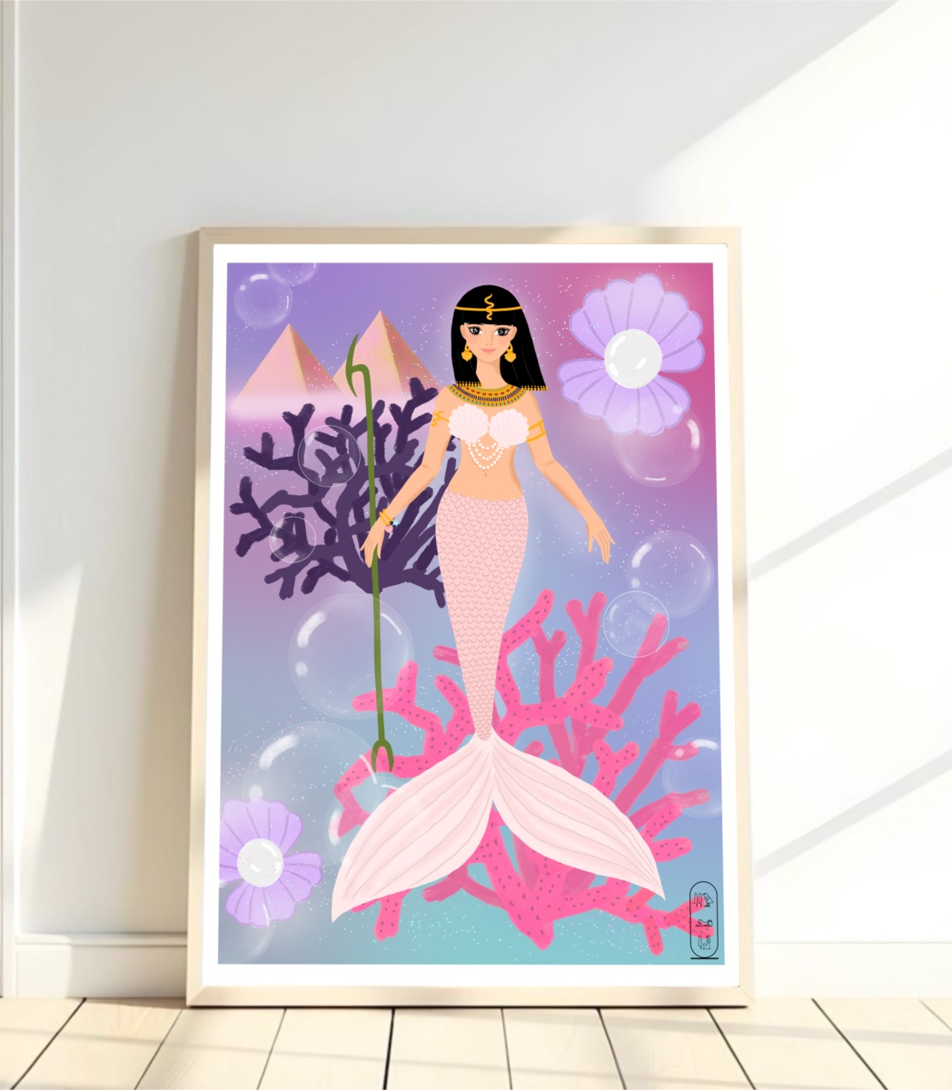 Original Art Print - Pastel Ocean World/Egyptian Mermaid