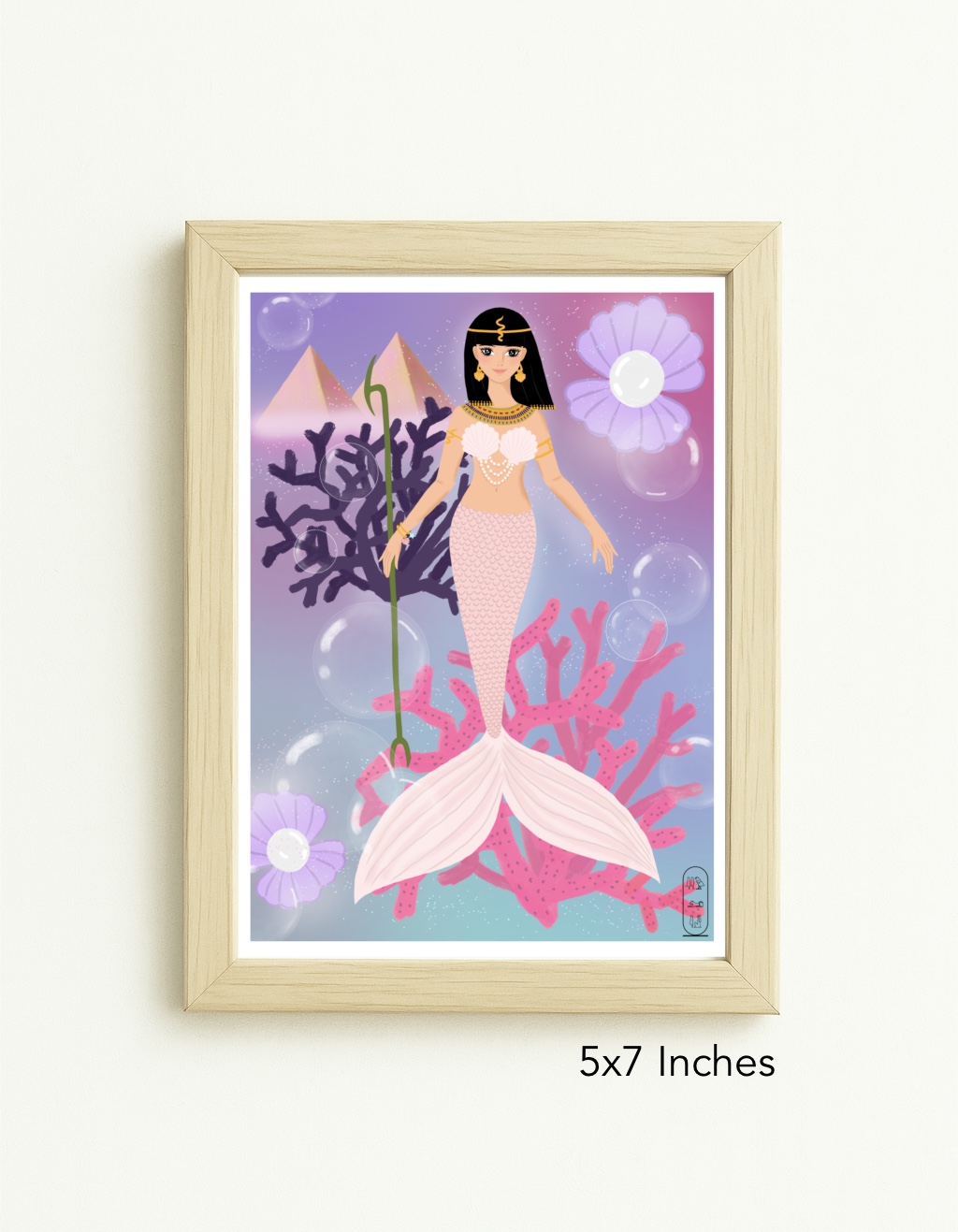 Original Art Print - Pastel Ocean World/Egyptian Mermaid - Image 4