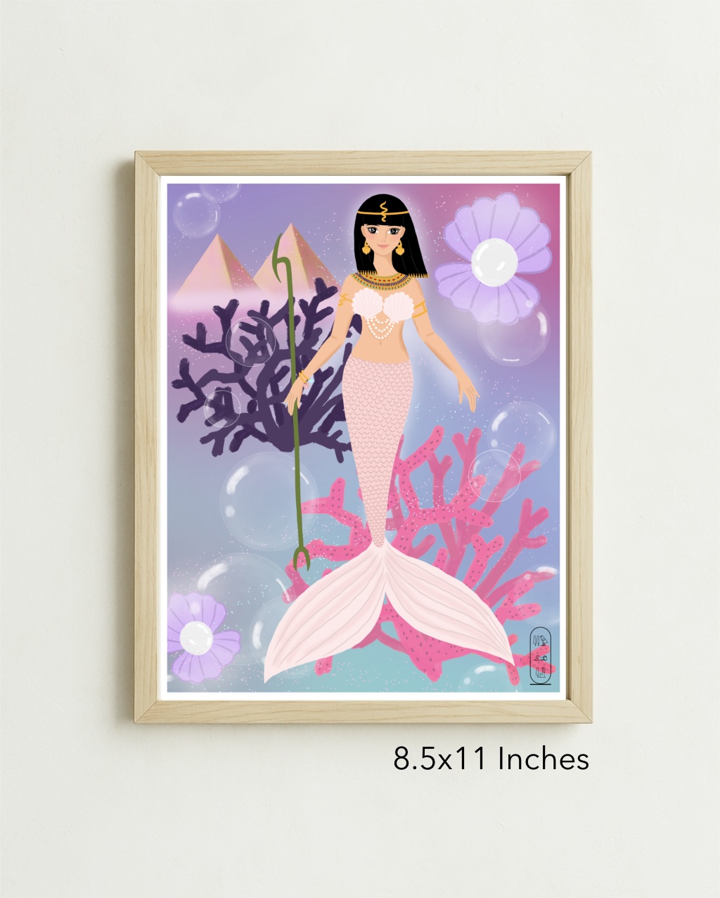 Original Art Print - Pastel Ocean World/Egyptian Mermaid - Image 3