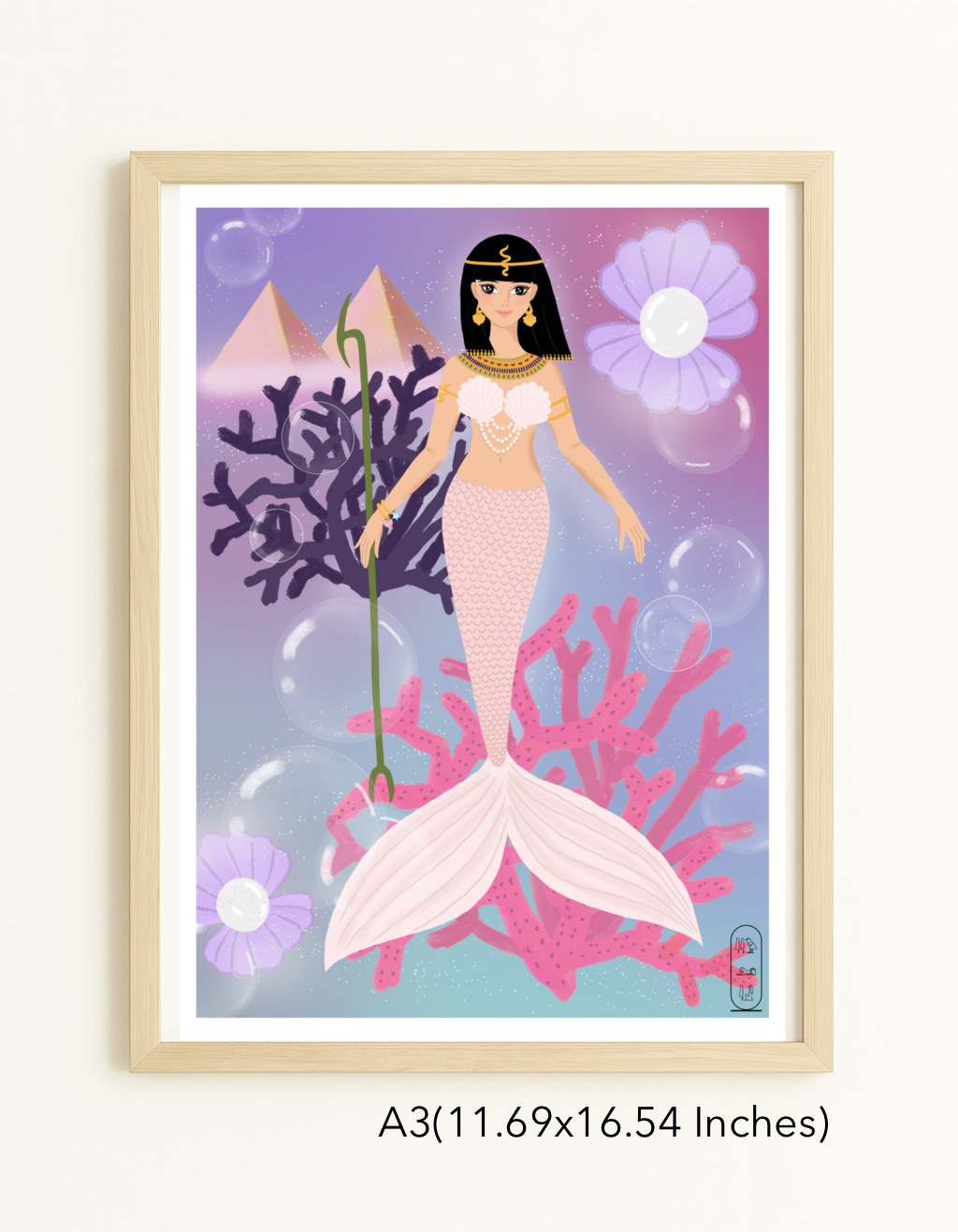 Original Art Print - Pastel Ocean World/Egyptian Mermaid - Image 2