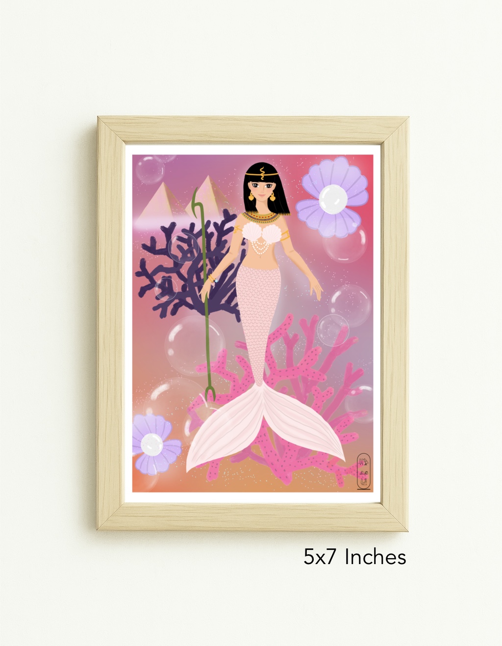 Original Art Print - Pastel Ocean World/Egyptian Mermaid - Image 5