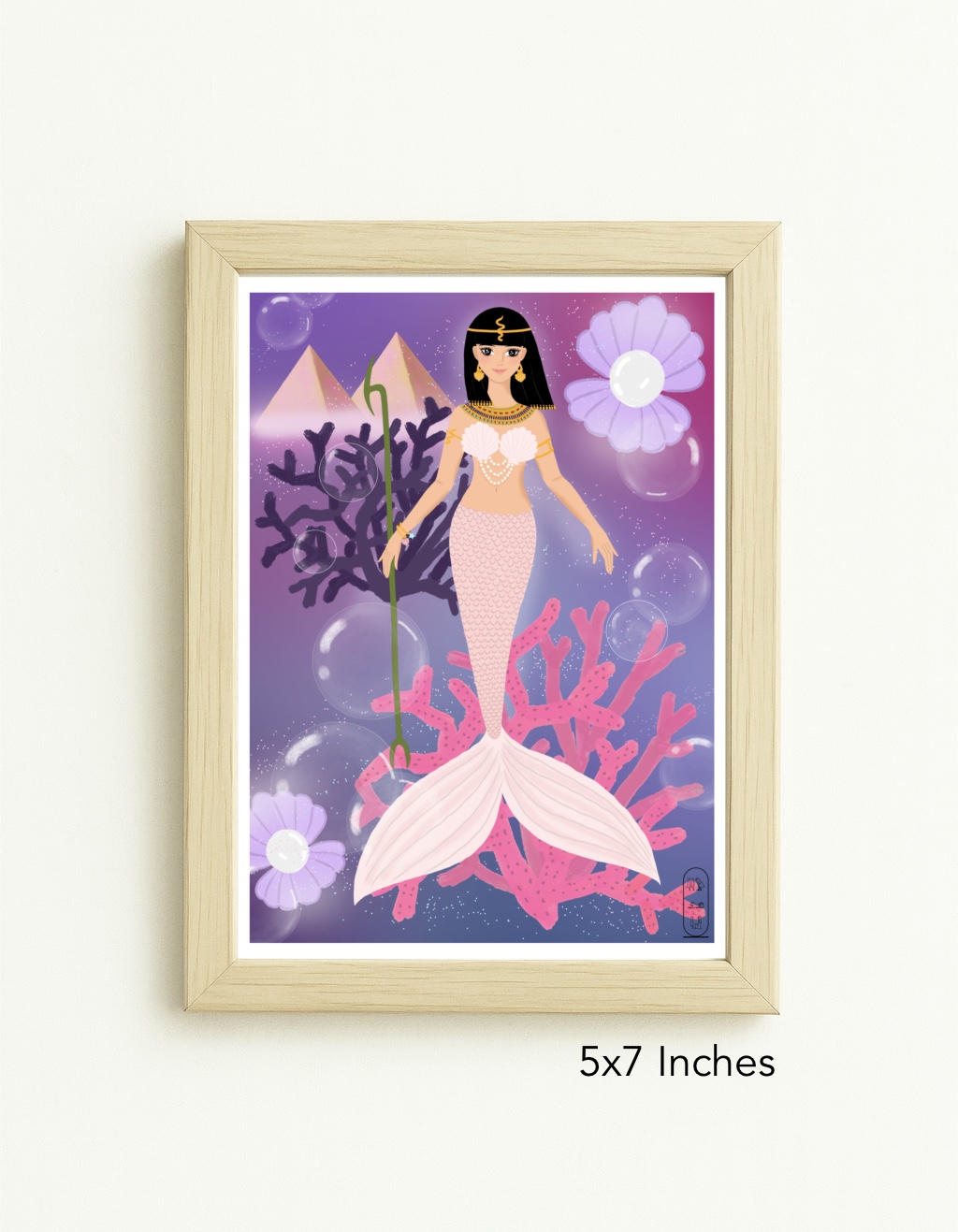 Original Art Print - Pastel Ocean World/Egyptian Mermaid - Image 8